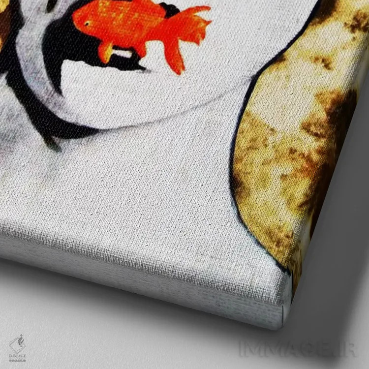 تابلو بوسهٔ ماهی اثر آنی ترازو - نمای نزدیک بافت بوم