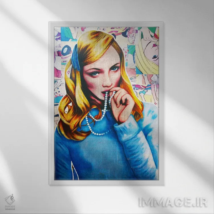 تابلو مروارید اثر آنی ترازو - نمای قابدار سفید