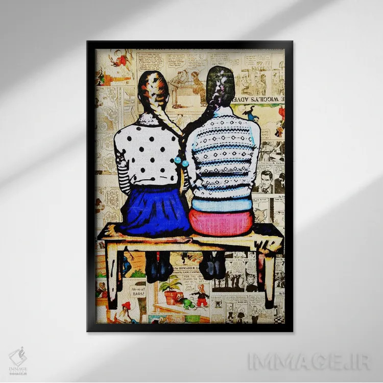 تابلو تو روزنامههای طنز میبینمت (اصطلاح آمریکایی) اثر آنی ترازو - نمای قابدار مشکی