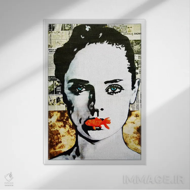 تابلو بوسهٔ ماهی اثر آنی ترازو - نمای قابدار سفید