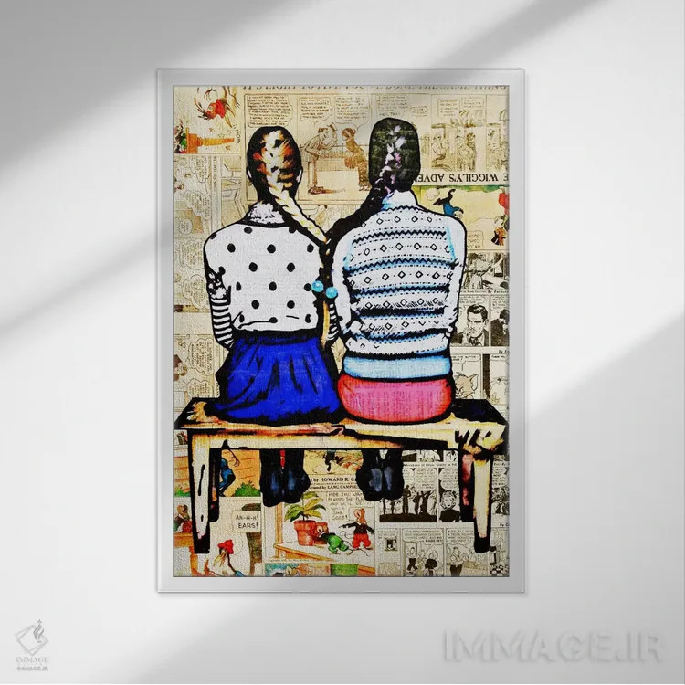 تابلو تو روزنامههای طنز میبینمت (اصطلاح آمریکایی) اثر آنی ترازو - نمای قابدار سفید