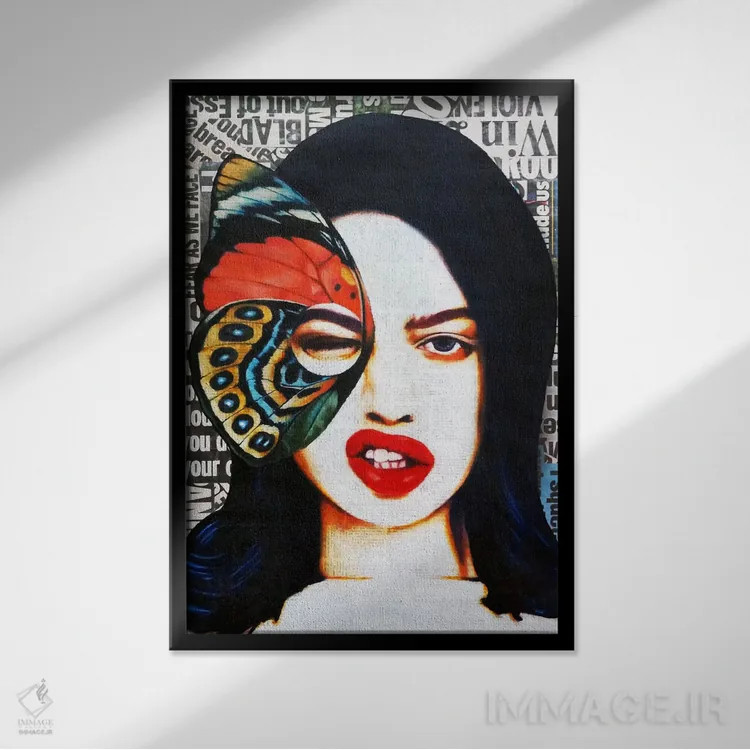 تابلو زنبور و پروانه اثر آنی ترازو - نمای قابدار مشکی