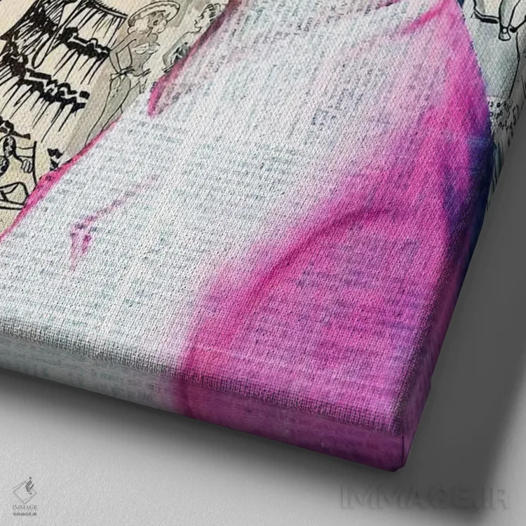 تابلو دختر رؤیایی اثر آنی ترازو - نمای نزدیک بافت بوم