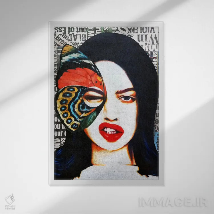 تابلو زنبور و پروانه اثر آنی ترازو - نمای قابدار سفید