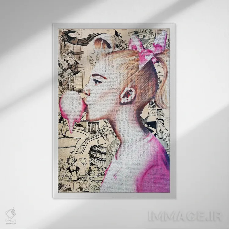 تابلو دختر رؤیایی اثر آنی ترازو - نمای قابدار سفید