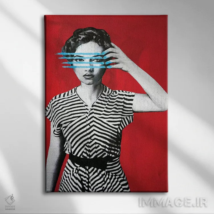 تابلو خطوط اثر آنی ترازو - نمای روبهرو روی دیوار