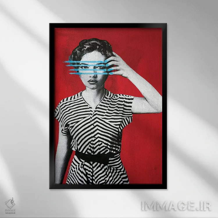 تابلو خطوط اثر آنی ترازو - نمای قابدار مشکی