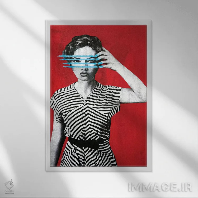 تابلو خطوط اثر آنی ترازو - نمای قابدار سفید