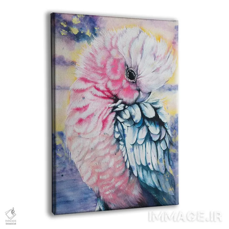 تابلو گالا صورتی آبرنگی (نوعی پرنده) اثر آنتوانل - نمای پرسپکتیو محصول