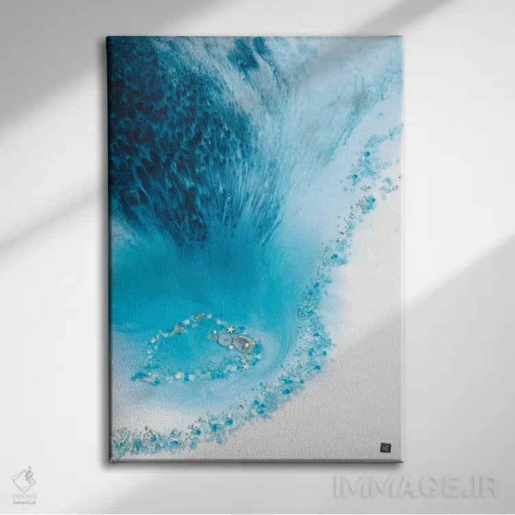 تابلو صخرهٔ تالاب آبی اثر آنتوانل - نمای روبهرو روی دیوار