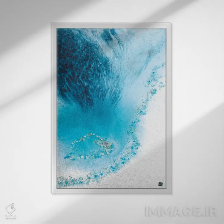 تابلو صخرهٔ تالاب آبی اثر آنتوانل - نمای قابدار سفید