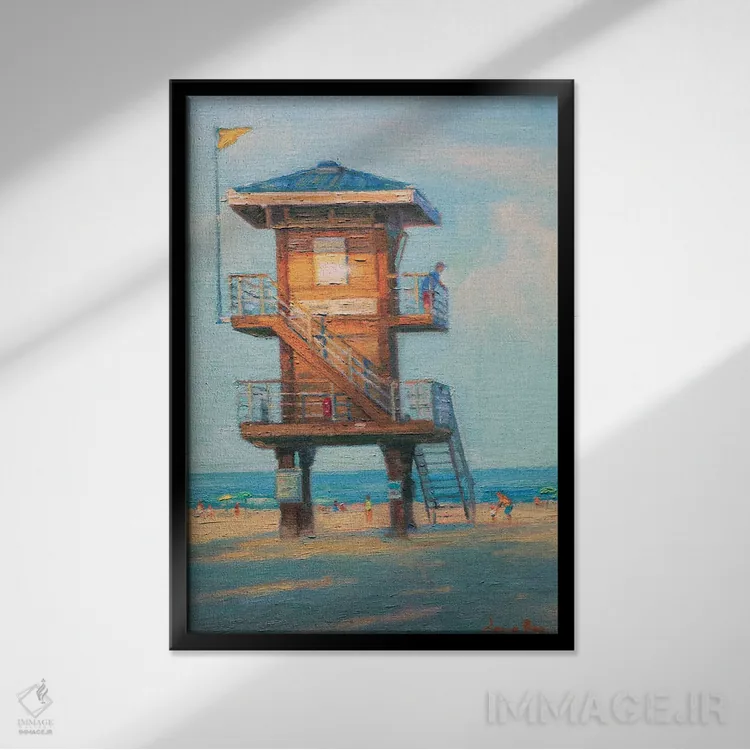 تابلو ساحل امن است اثر آرونا رائو - نمای قابدار مشکی