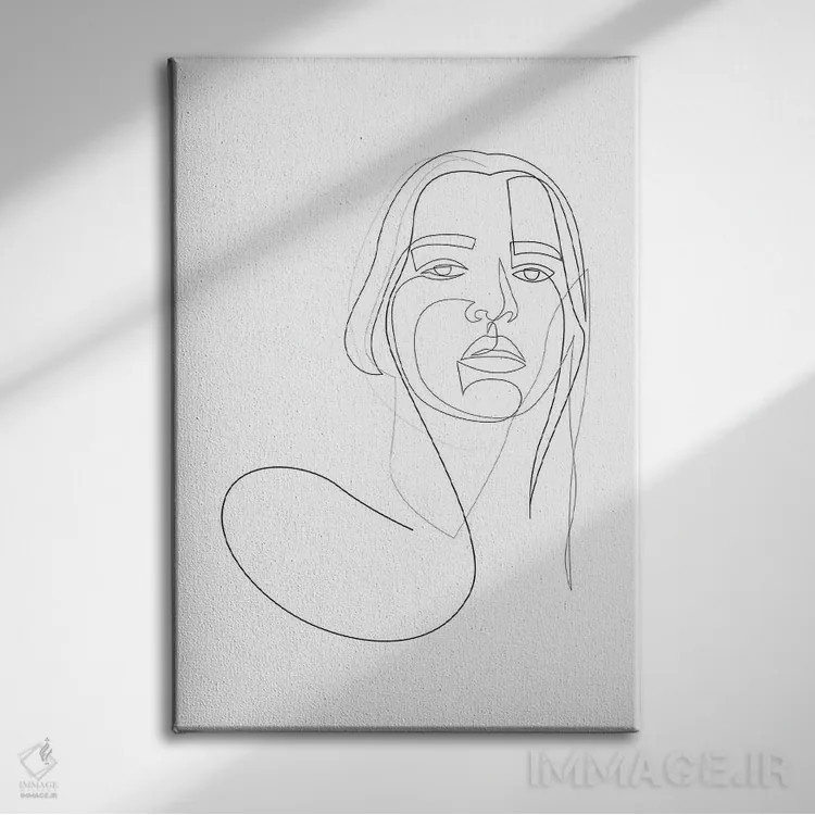 تابلو دختر تکخطی اثر ادیلوم - نمای روبهرو روی دیوار