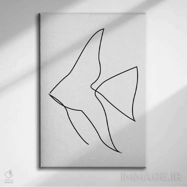 تابلو ماهی تکخطی اثر ادیلوم - نمای روبهرو روی دیوار