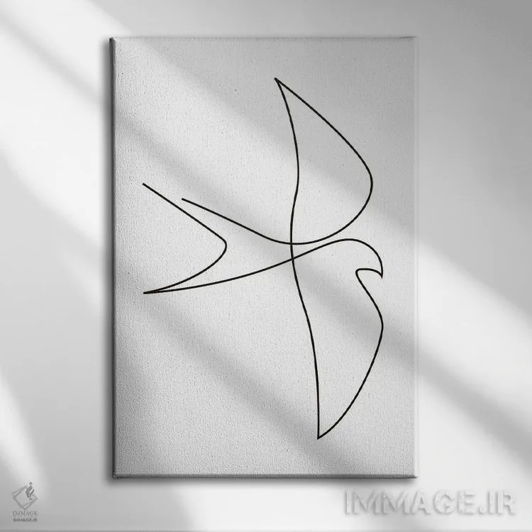 تابلو پرنده تکخطی اثر ادیلوم - نمای روبهرو روی دیوار