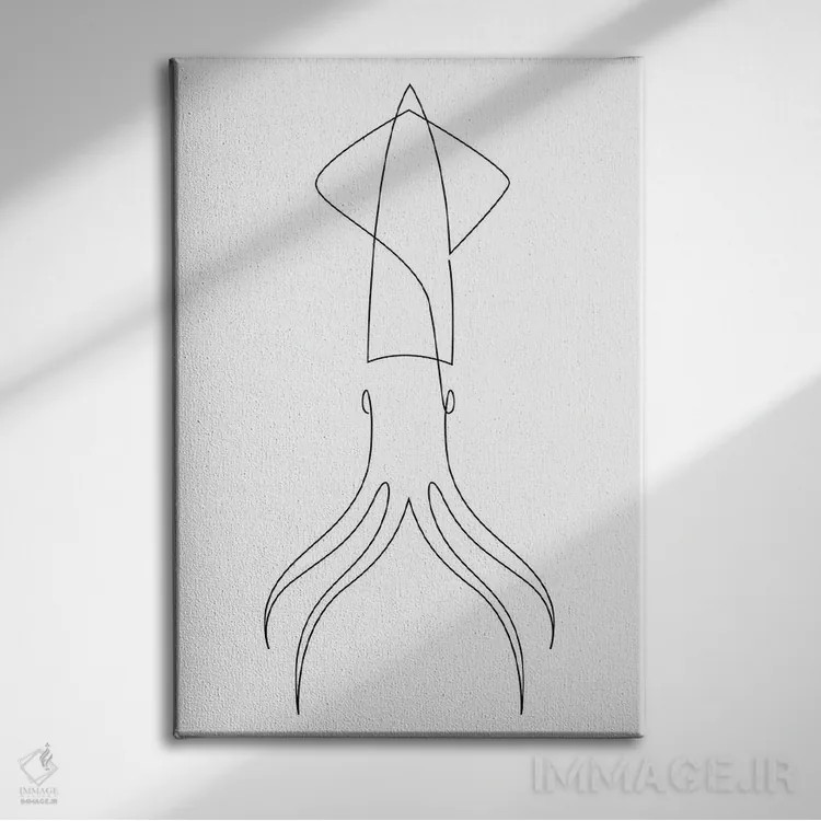 تابلو ماهی مرکب تکخطی اثر ادیلوم - نمای روبهرو روی دیوار