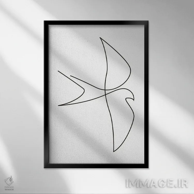 تابلو پرنده تکخطی اثر ادیلوم - نمای قابدار مشکی