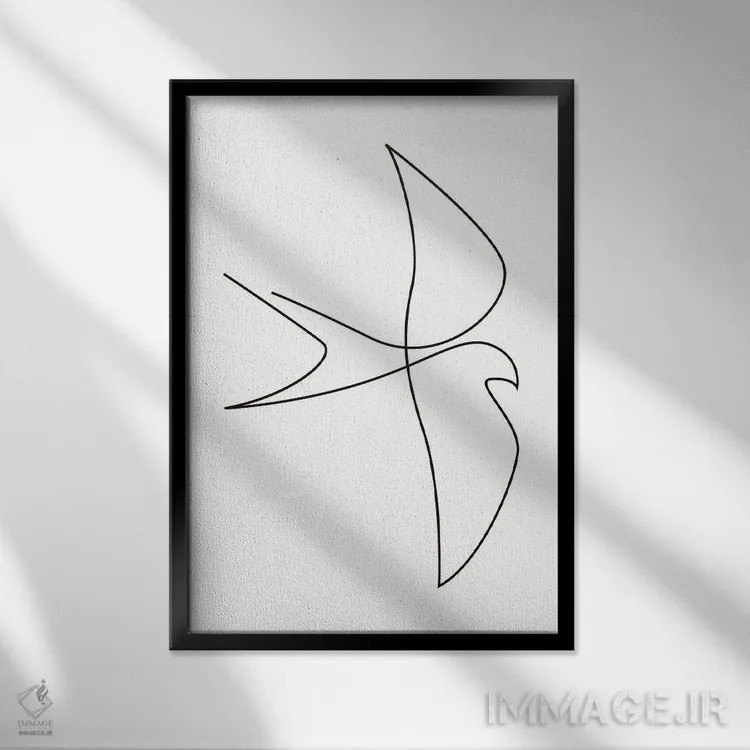 تابلو پرنده تکخطی اثر ادیلوم - نمای قابدار مشکی