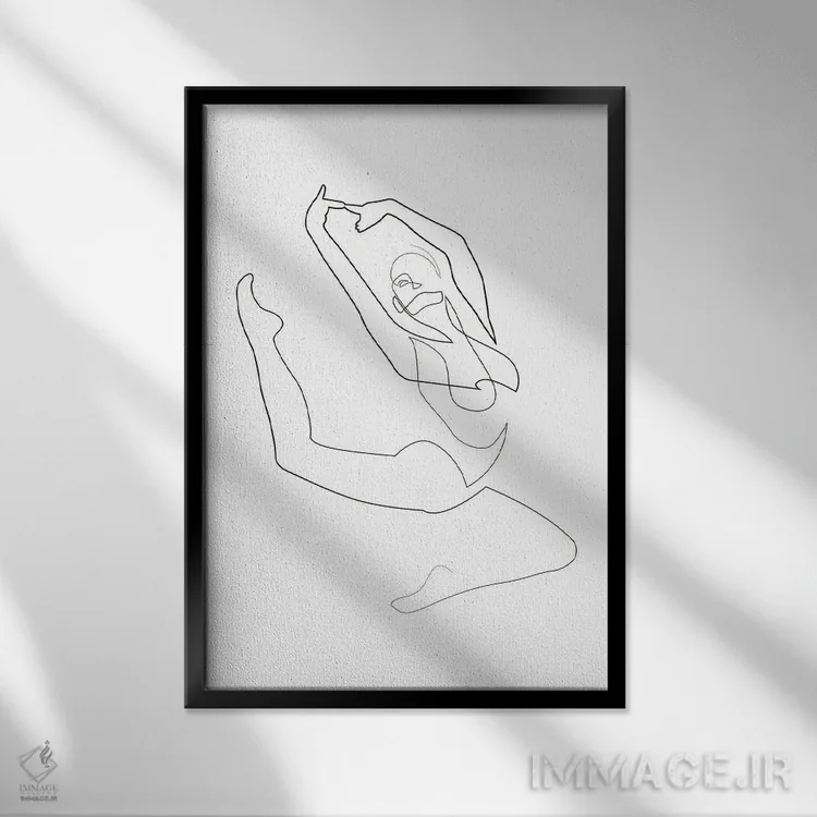 تابلو رقاص تکخطی اثر ادیلوم - نمای قابدار مشکی