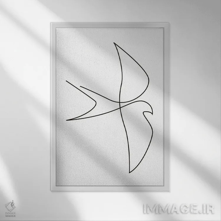 تابلو پرنده تکخطی اثر ادیلوم - نمای قابدار سفید