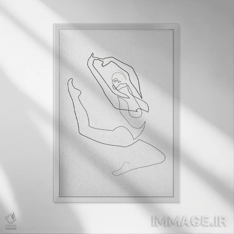 تابلو رقاص تکخطی اثر ادیلوم - نمای قابدار سفید