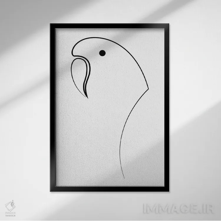 تابلو خط طوطی اثر ادیلوم - نمای قابدار مشکی
