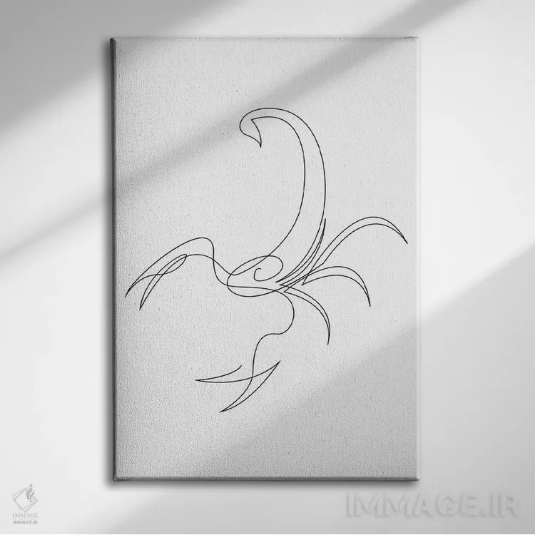 تابلو عقرب تکخطی اثر ادیلوم - نمای روبهرو روی دیوار