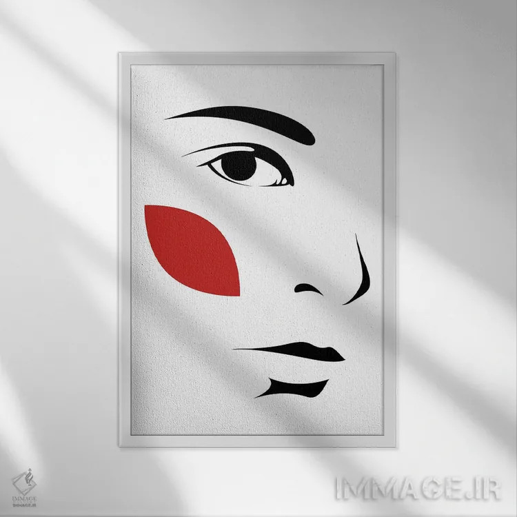 تابلو برگهای قرمز ۳ اثر ادیلوم - نمای قابدار سفید