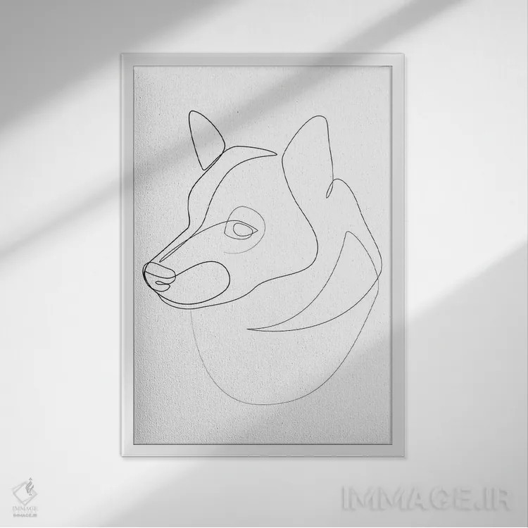 تابلو شیبا اینو (نژاد سگ) اثر ادیلوم - نمای قابدار سفید