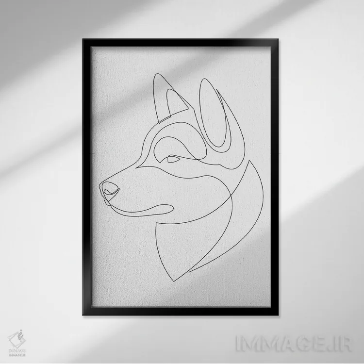 تابلو هاسکی سیبری (نژاد سگ) اثر ادیلوم - نمای قابدار مشکی