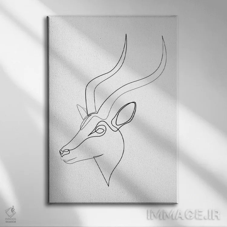 تابلو غزال تکخطی اثر ادیلوم - نمای روبهرو روی دیوار