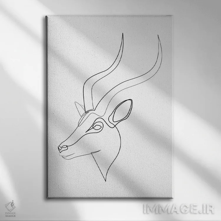 تابلو غزال تکخطی اثر ادیلوم - نمای روبهرو روی دیوار