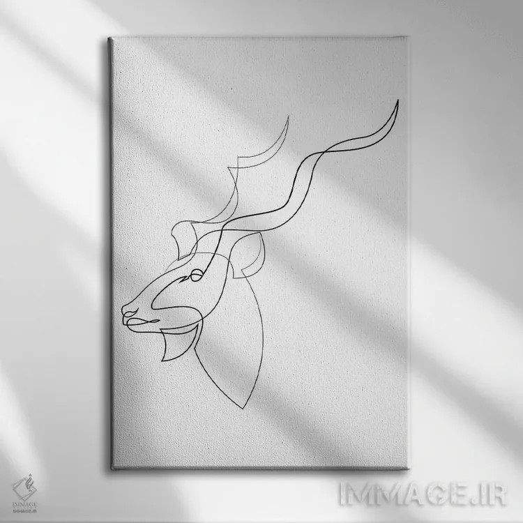 تابلو کودوی بزرگ خطی (نوع آهو) اثر ادیلوم - نمای روبهرو روی دیوار