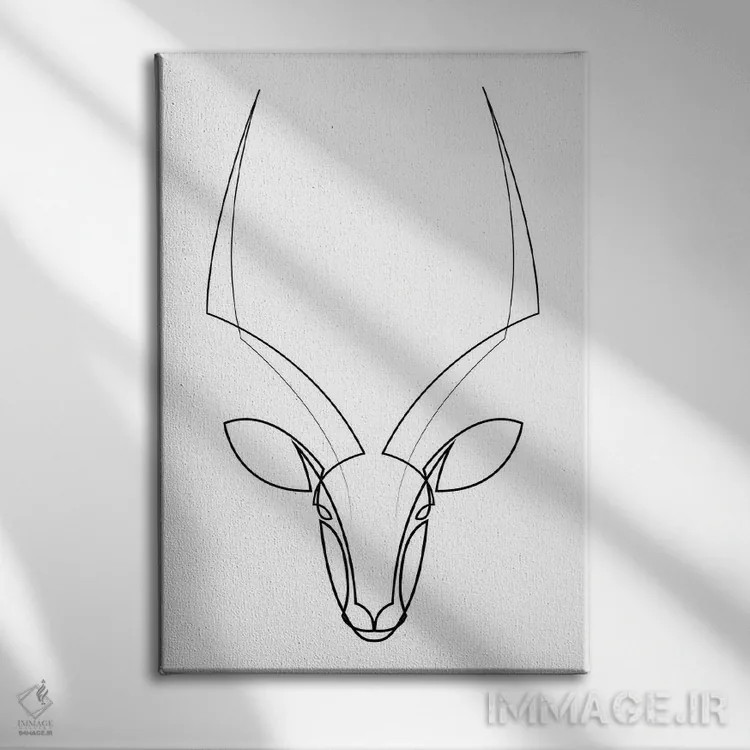 تابلو آهو تکخطی اثر ادیلوم - نمای روبهرو روی دیوار