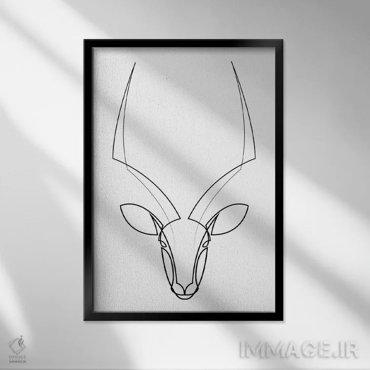 تابلو آهو تکخطی اثر ادیلوم - نمای قابدار مشکی