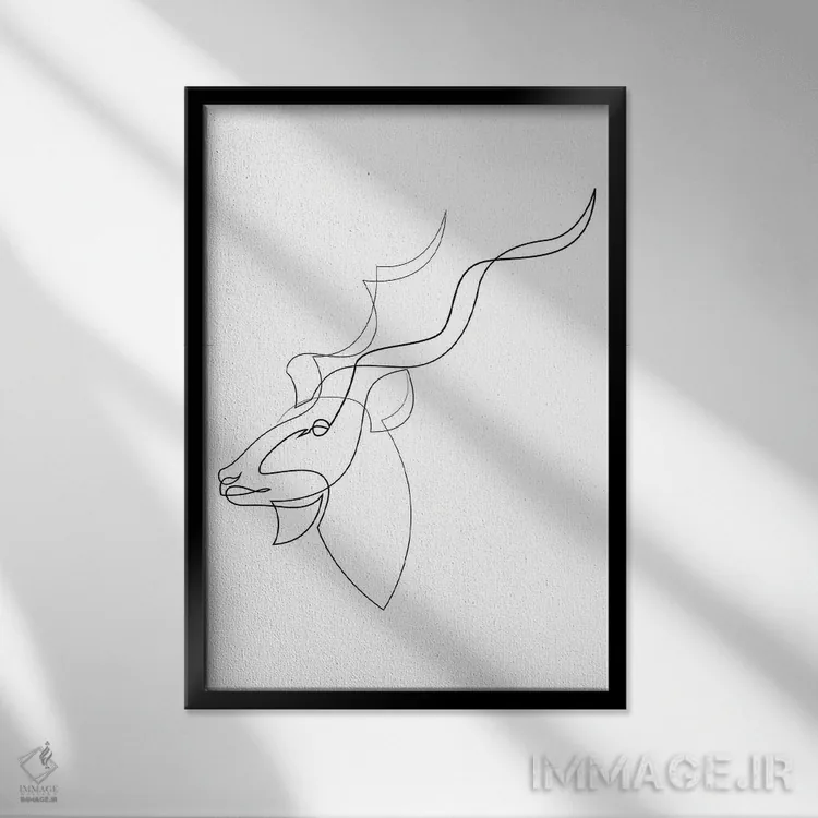 تابلو کودوی بزرگ خطی (نوع آهو) اثر ادیلوم - نمای قابدار مشکی