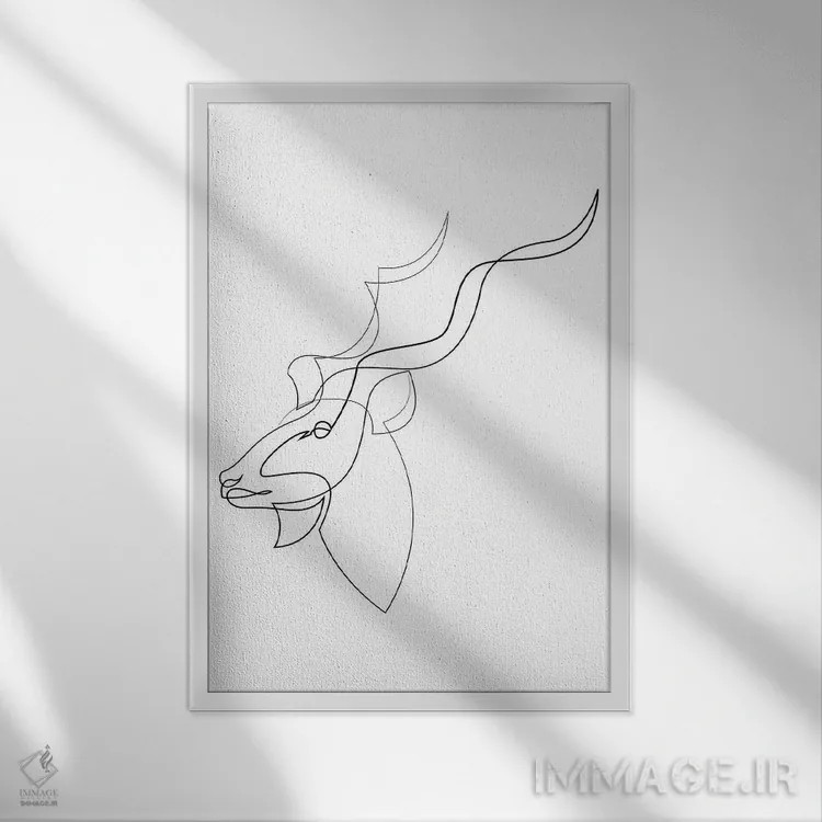 تابلو کودوی بزرگ خطی (نوع آهو) اثر ادیلوم - نمای قابدار سفید