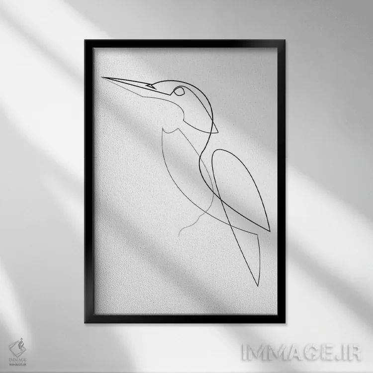 تابلو مرغ ماهیخوار اثر ادیلوم - نمای قابدار مشکی