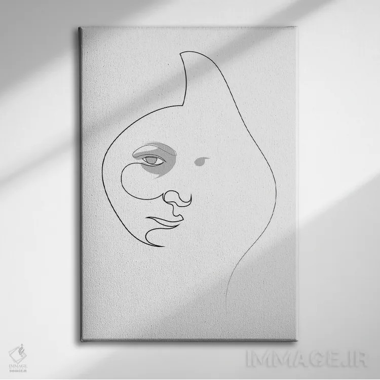 تابلو پرترهٔ یکخطی اثر ادیلوم - نمای روبهرو روی دیوار