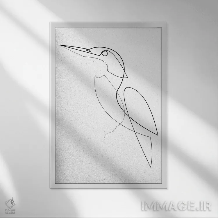 تابلو مرغ ماهیخوار اثر ادیلوم - نمای قابدار سفید