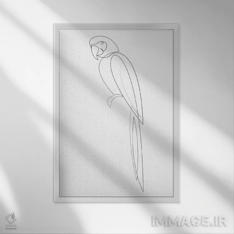 تابلو ماکائو تکخطی (نوع طوطی) اثر ادیلوم - نمای قابدار سفید