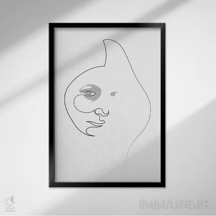 تابلو پرترهٔ یکخطی اثر ادیلوم - نمای قابدار مشکی