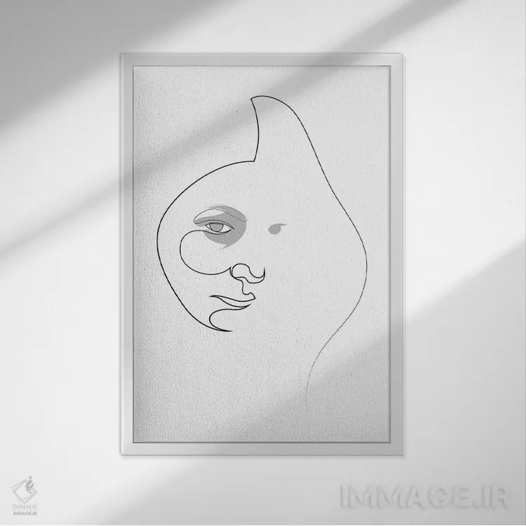 تابلو پرترهٔ یکخطی اثر ادیلوم - نمای قابدار سفید