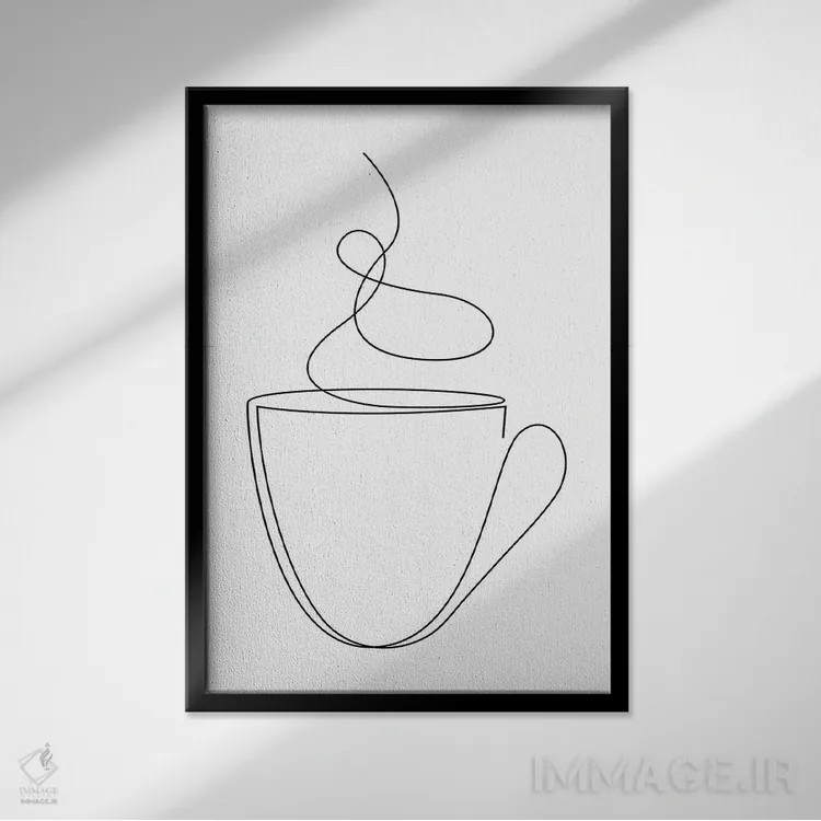 تابلو فنجان قهوه یا چای اثر ادیلوم - نمای قابدار مشکی