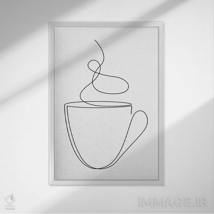 تابلو فنجان قهوه یا چای اثر ادیلوم - نمای قابدار سفید