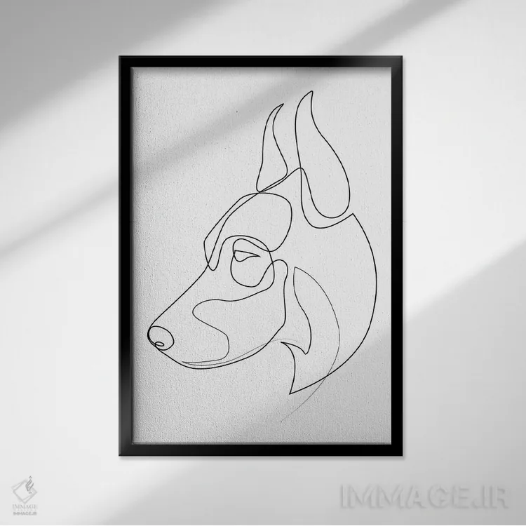 تابلو دوبرمن پینچر (سگ) اثر ادیلوم - نمای قابدار مشکی