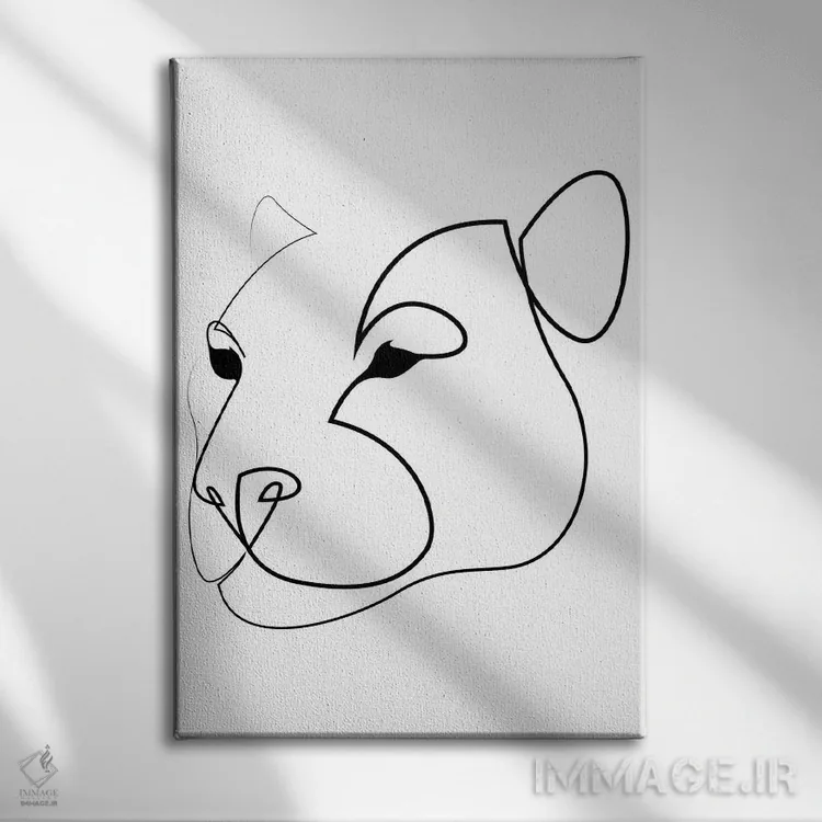 تابلو پلنگ یکخطی اثر ادیلوم - نمای روبهرو روی دیوار