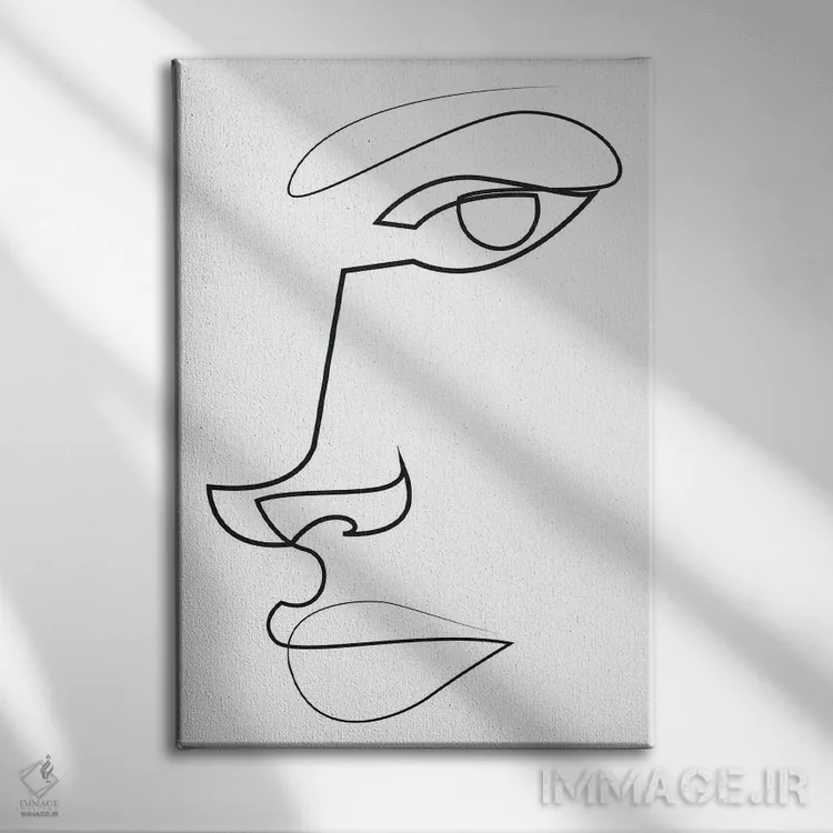 تابلو چهرهٔ خطی انتزاعی اثر ادیلوم - نمای روبهرو روی دیوار