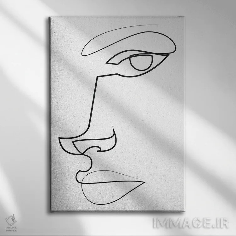 تابلو چهرهٔ خطی انتزاعی اثر ادیلوم - نمای روبهرو روی دیوار