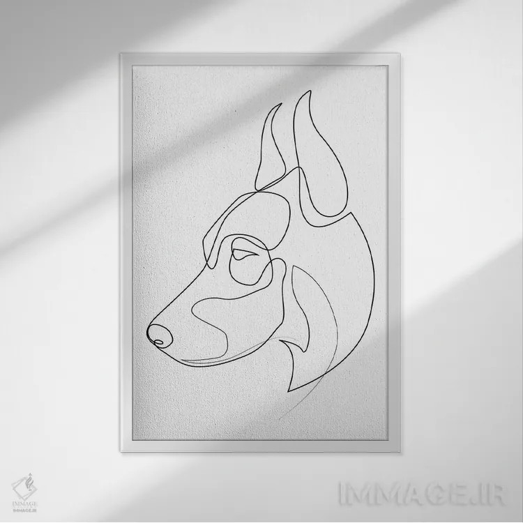 تابلو دوبرمن پینچر (سگ) اثر ادیلوم - نمای قابدار سفید
